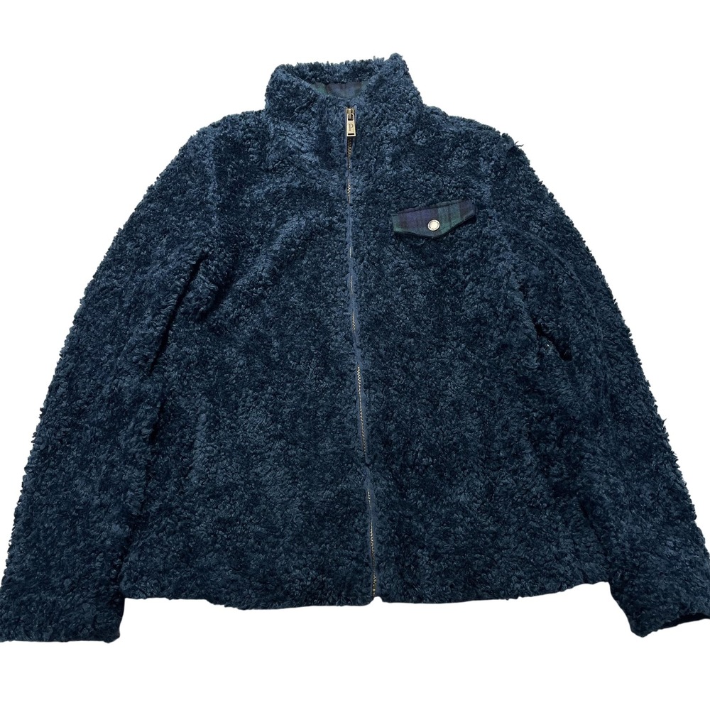 Pendleton Womens Small Blue Sherpa Fleece Full Zip Bomber Jacket Lined RN 23328
